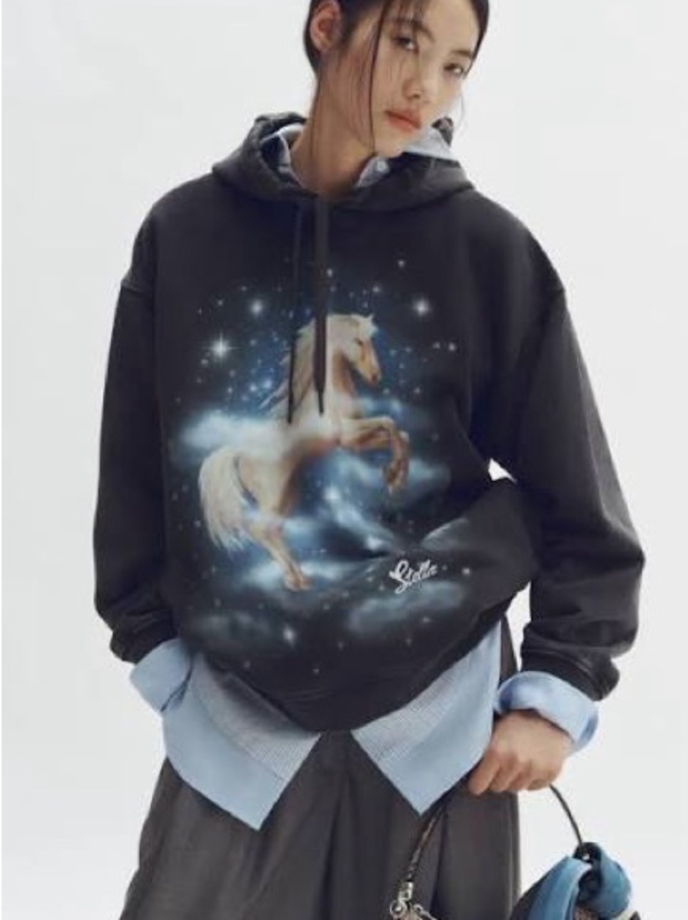 Stella McCartney Black Hoodie with Pegasus Motif